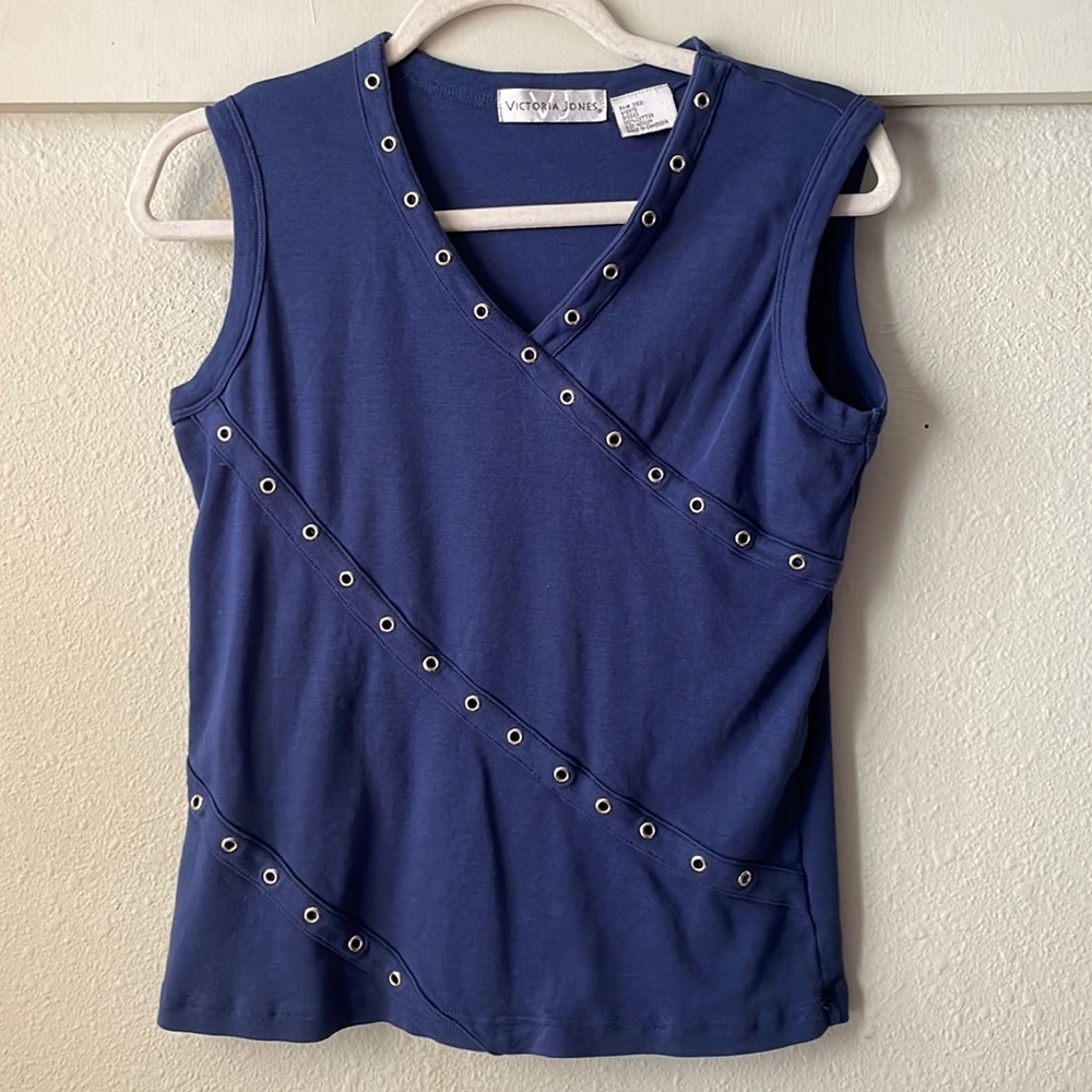 Vintage Victoria Jones cotton sleeveless corset style blouse